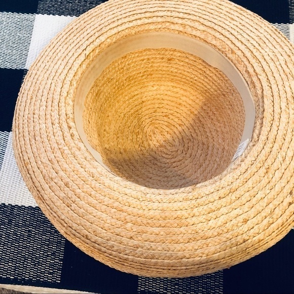 Stylish Tan Straw Hat with Turquoise Accent - Picture 3 of 5